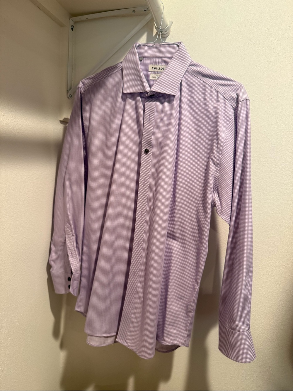 Twillory Men's Lavender Micro-Check Dress Shirt - Spread Collar